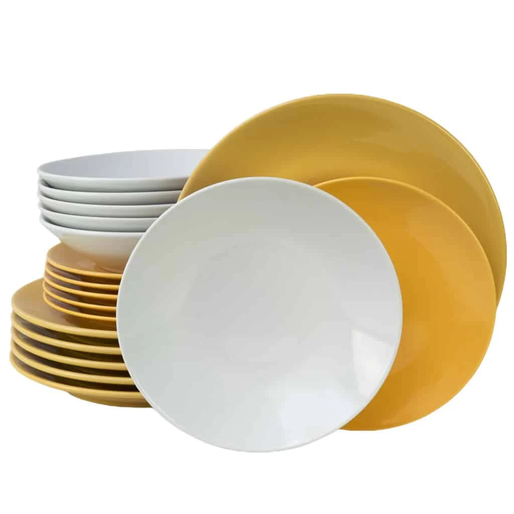 Set farfurii 18 piese, 6 persoane, Summer Time, Alb/Galben