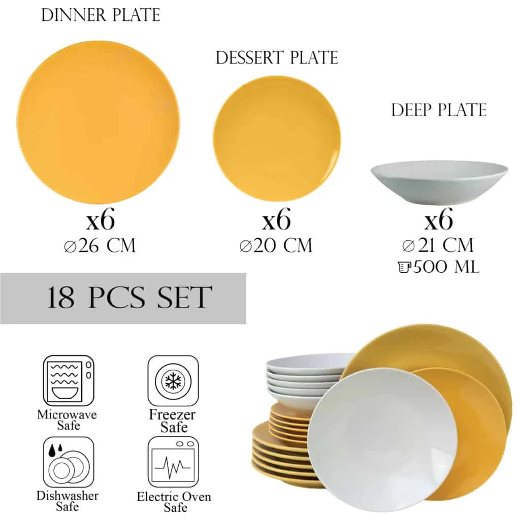 Set farfurii 18 piese, 6 persoane, summer time, alb/galben, imagine 2