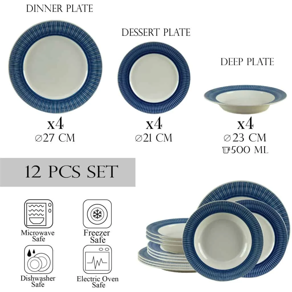 Set cadou ivory, 12 piese, alb ivoire cu albastru, imagine 2