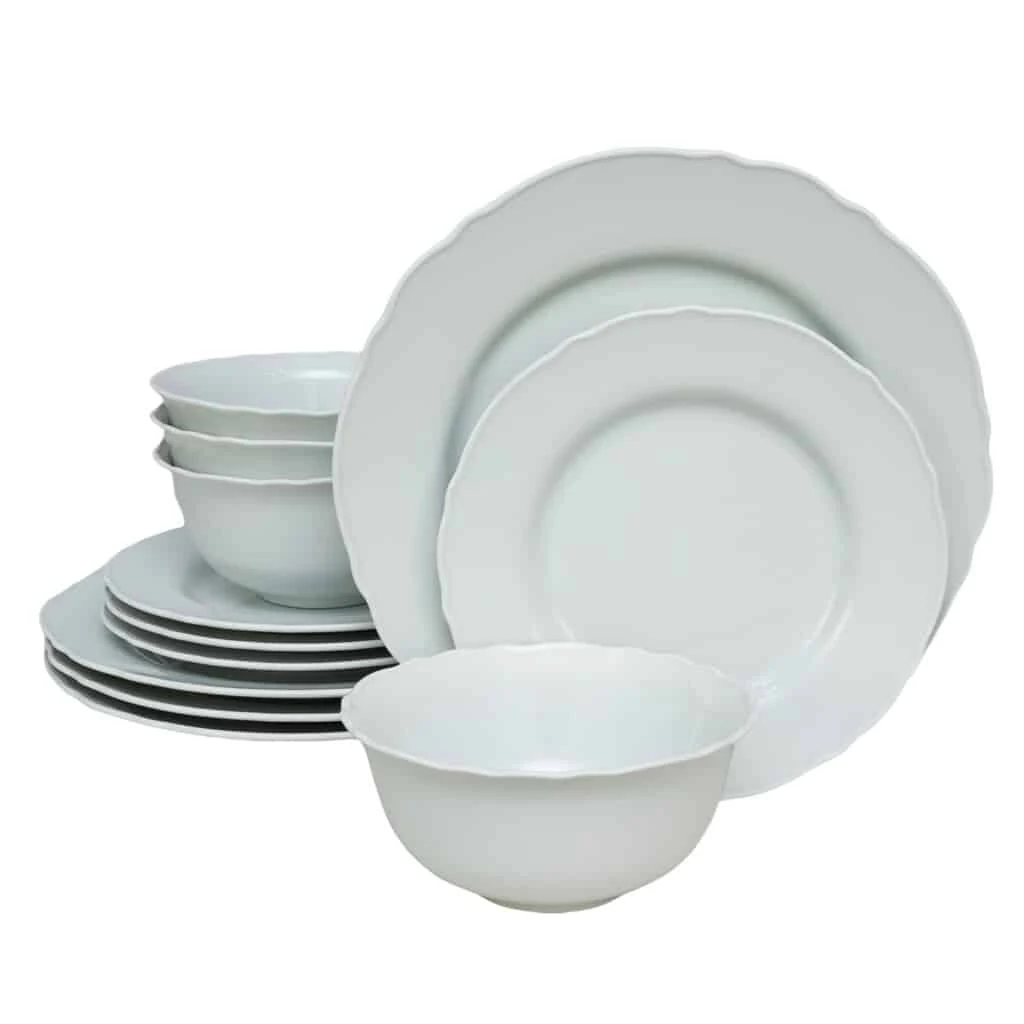 Set plates 12 piese, 4 persoane, iceberg, porcelain, white.