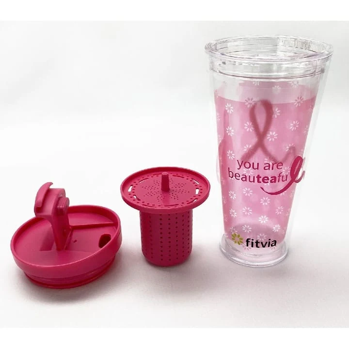 Mug with infuzor, fitvia, plastic, 350 ml, pink