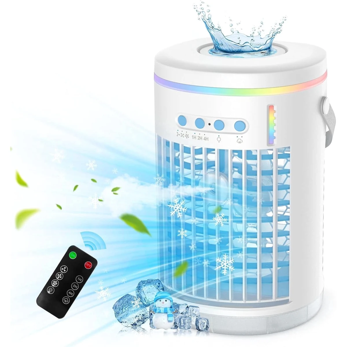 Aer conditionat portabil, tiptop home, capacitate 1400ml, mit umidificator und telecomanda, 3 trepte de viteza, weiß