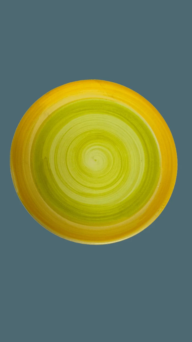 Tányér desszert, 20 cm, sárga/zöld