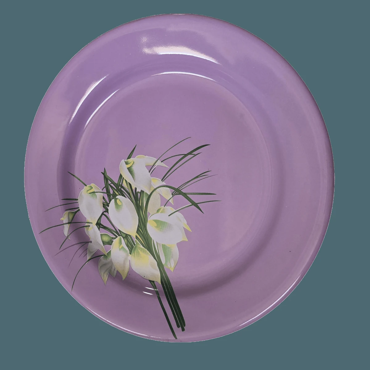 Farfurie intinsa, 23 cm, Mov decorat cu floare cala