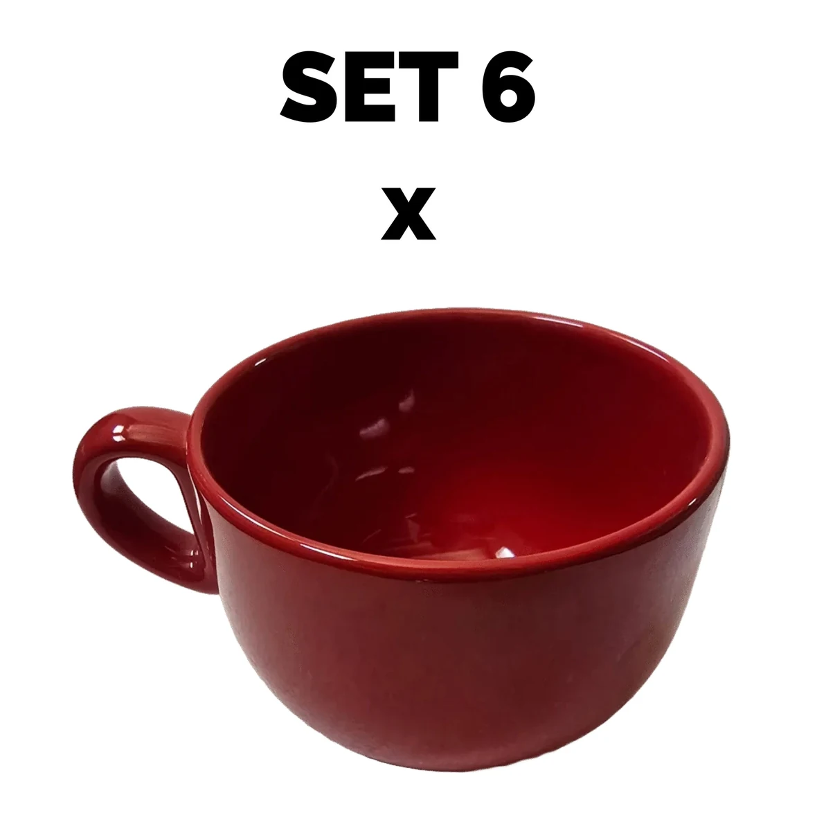 Set 6 piese mug jumbo, 400 ml, red