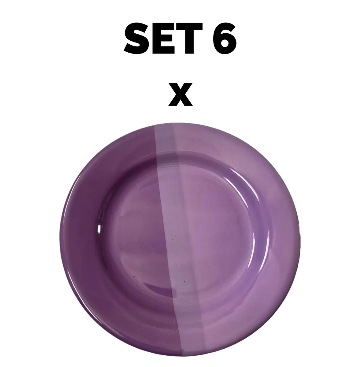 Set 6 piese Farfurie desert, 19 cm, Mov deschis/Mov inchis