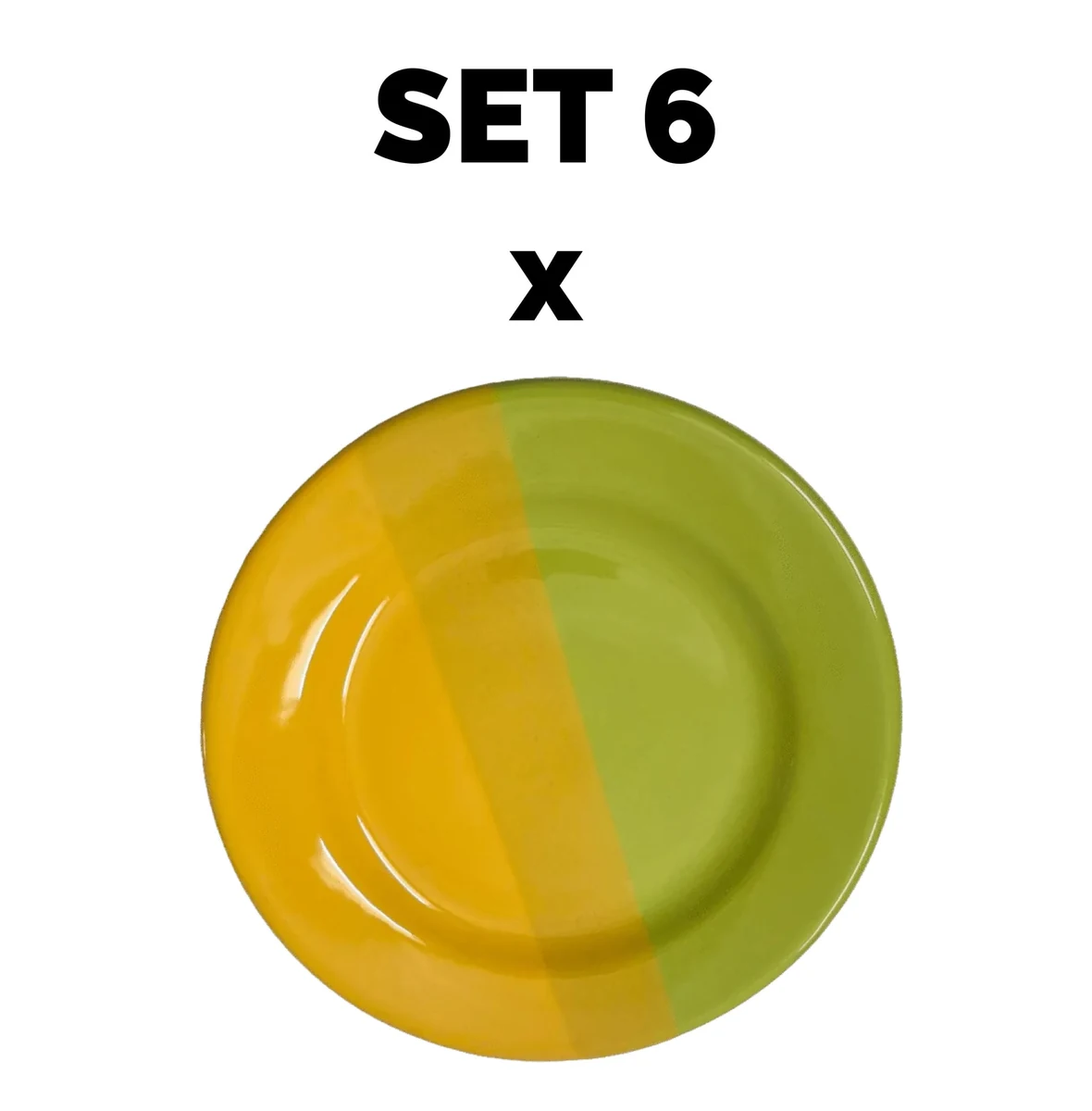 Set 6 piese Farfurie desert, 19 cm, Verde/Galben