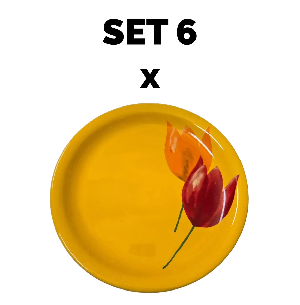 Set 6 piese plate intinsa, 23 cm, yellow with lalele