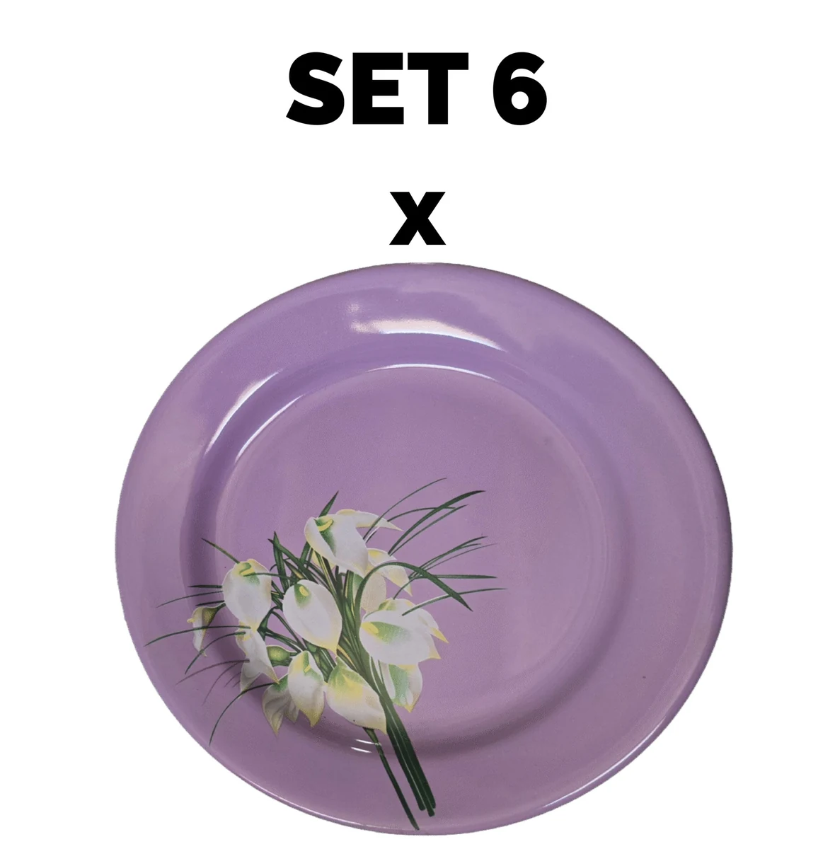 Комплект 6 piese чиния intinsa, 23 cm, лилав decorat с floare cala