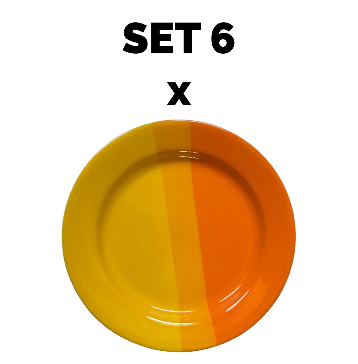 Set 6 piese plate intinsa, 23 cm, yellow/orange