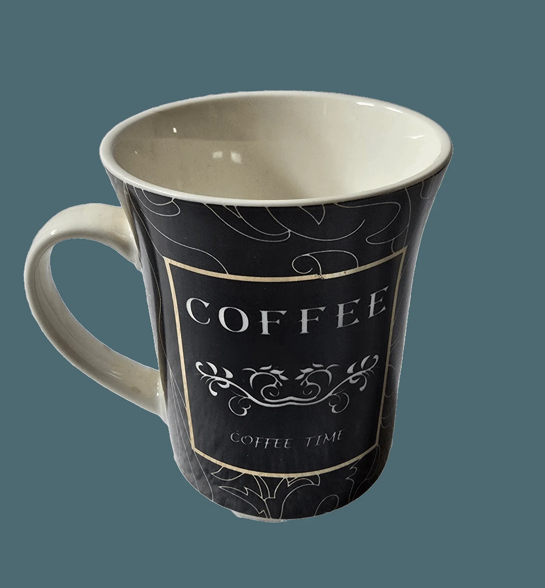 Cana, 300 ml, Negru cu decor Coffee