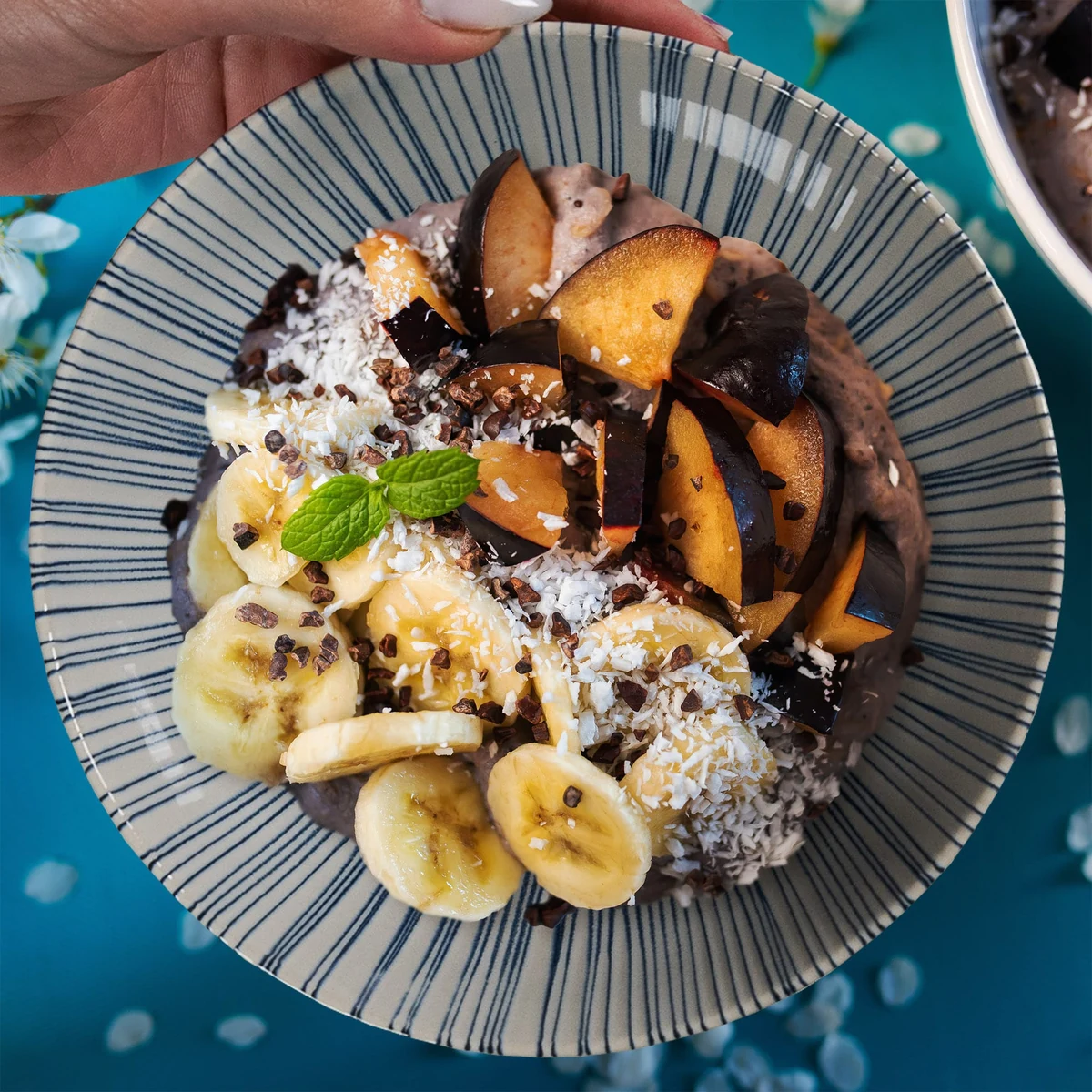 Set farfurii 16 piese, 4 persoane, moonlight, alb ivoire, linii albastre, imagine 5