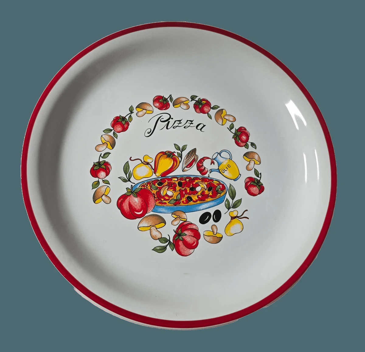 Tányér intinsa, 23 cm, fehér decor pizza