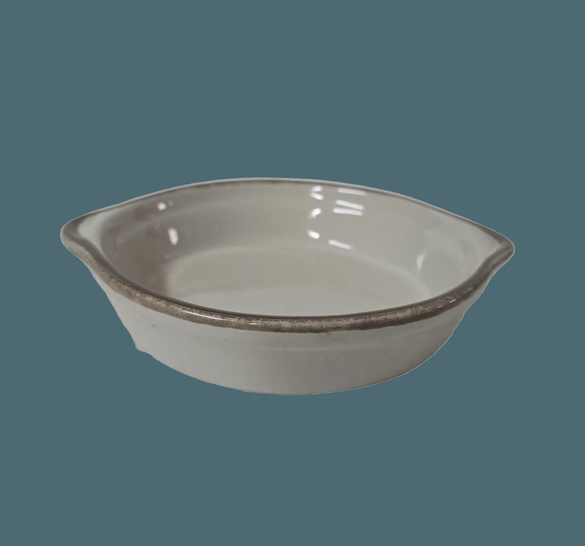 Vas termorezistent, rotund cu maner, 14x12x3, bej, imagine 2