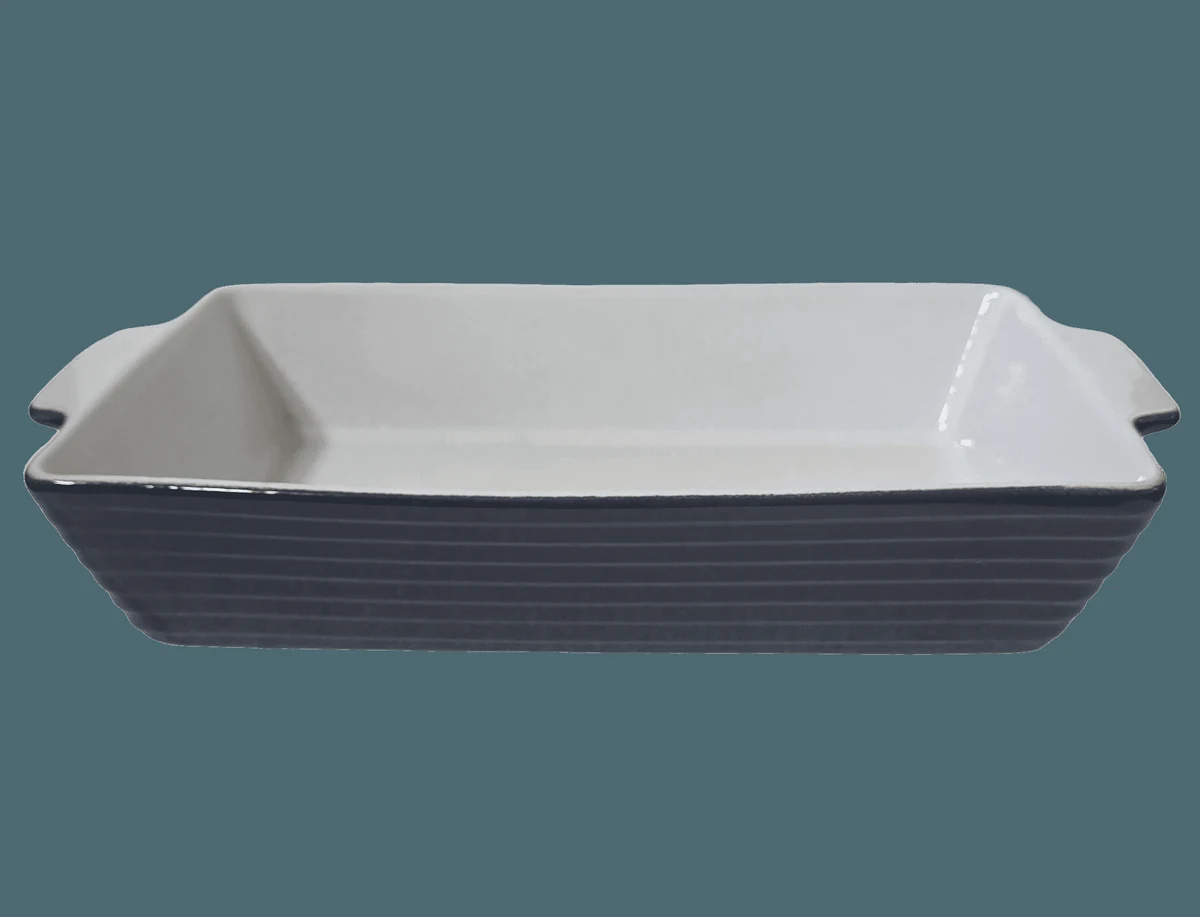 Vas termorezistent dreptunghiular, 34x21x6.3 cm, white/grey