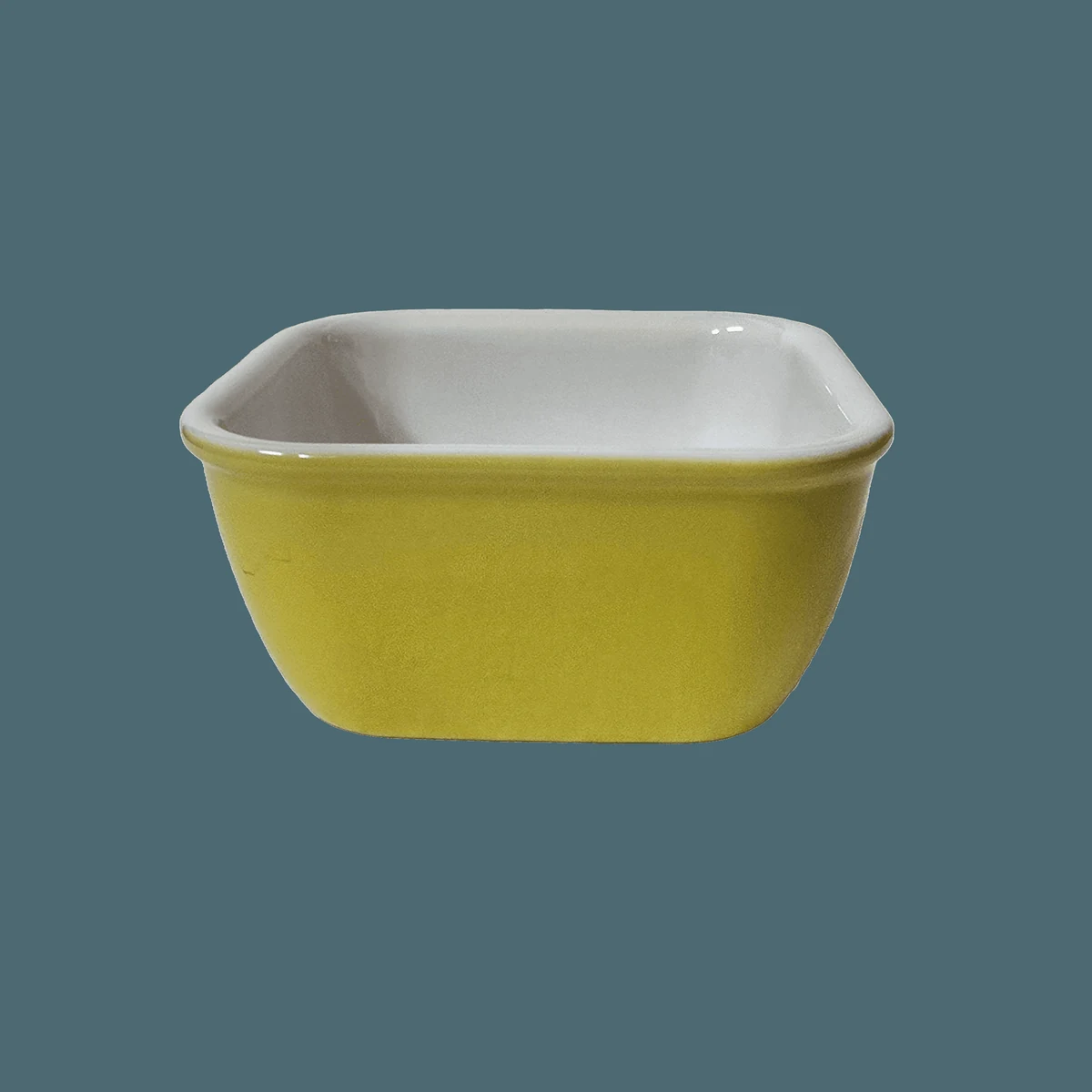 Vas termorezistent patrat, 12.5x6.5, weiß/gelb