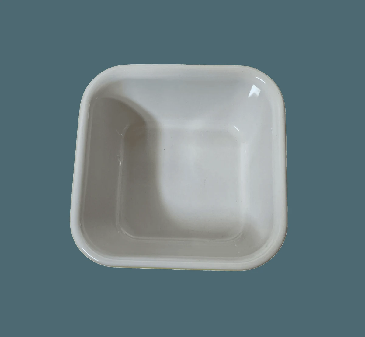 Vas termorezistent patrat, 12.5x6.5, alb/galben, imagine 2