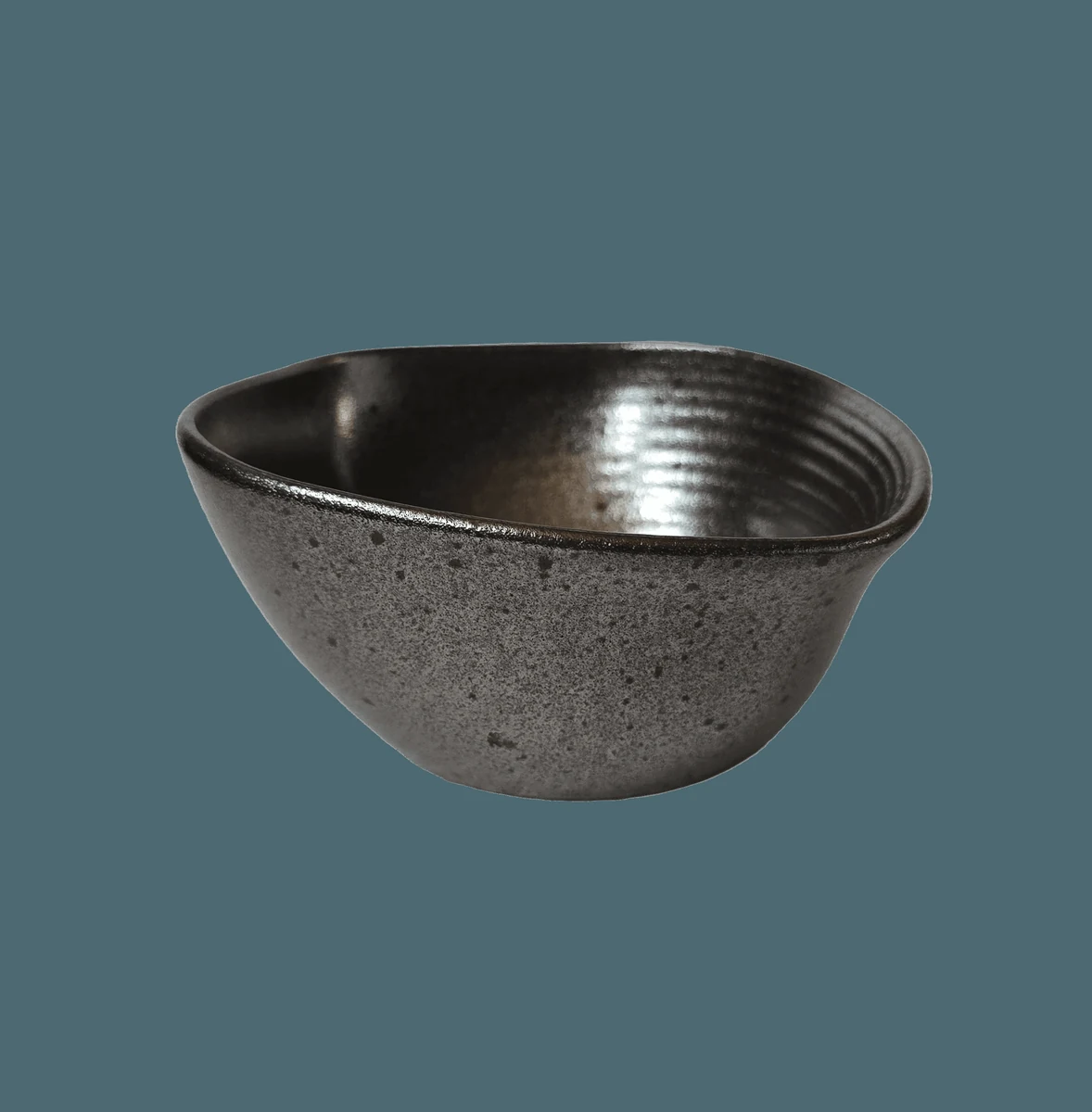 Vas termorezistent tip Schale asimetirc, 15x6 cm, grau metalizat
