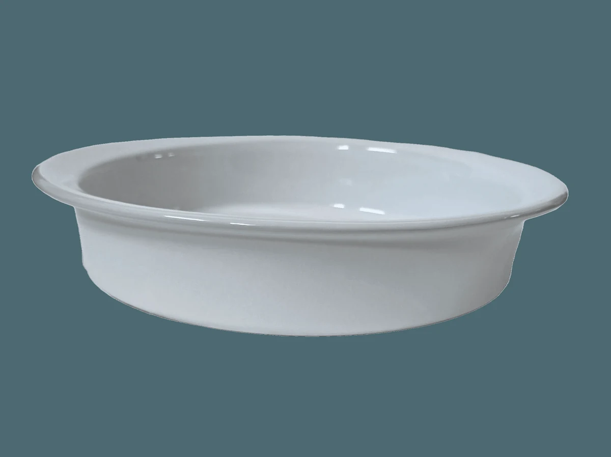 Vas termorezistent rotund with maner, 29.5x27.5x6 cm, white