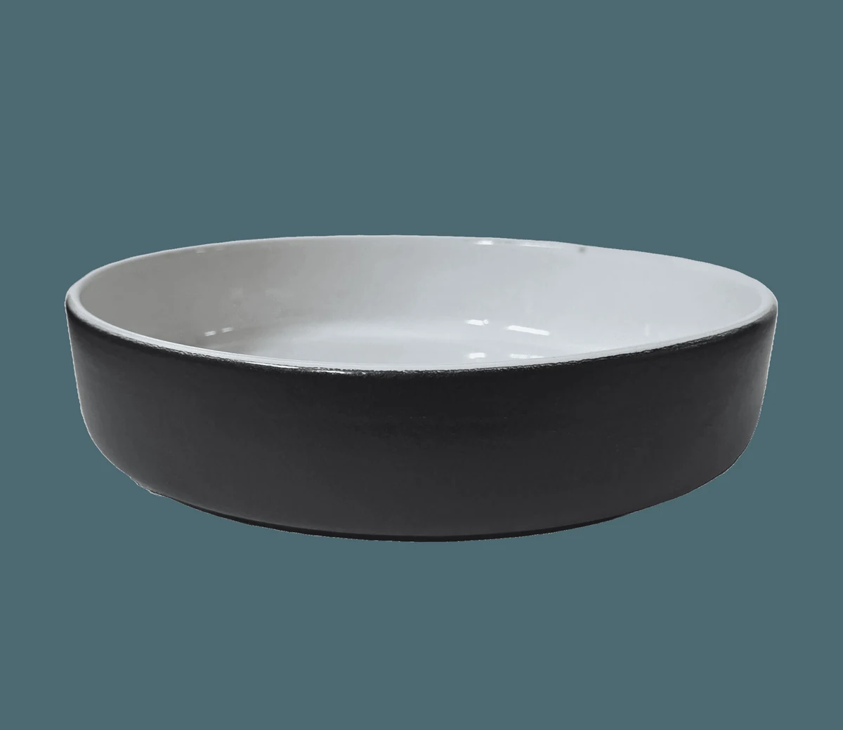 Vas termorezistent rotund, 26×6 cm, Alb/Gri