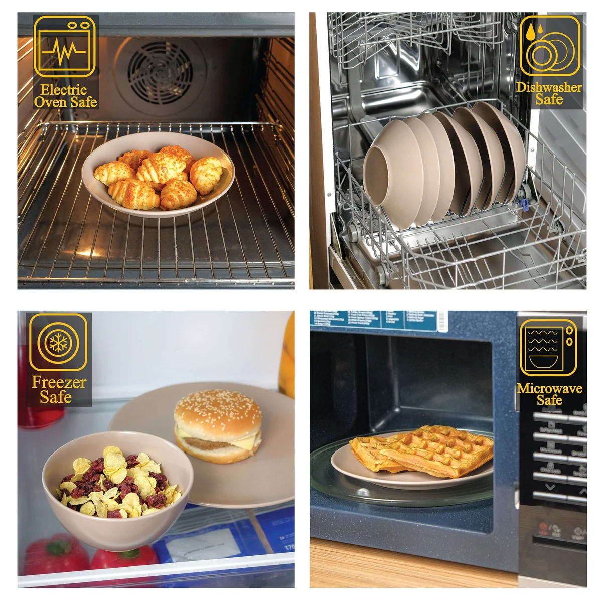 Set farfurii 12 piese, pentru 4 persoane, latte, crem mat, imagine 3