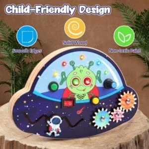 Jucarie montessori ufo, nava spatiala, cu muzica, imagine 3