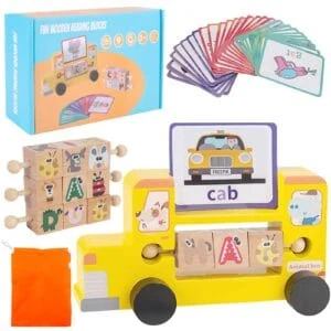 Jucarie educative Montessori pentru invatarea prescolara, jocul de invatare a literelor, cuvinte in limba engleza, educative pentru copii de 3-8 ani