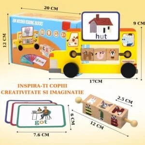 Jucarie educative montessori pentru invatarea prescolara, jocul de invatare a literelor, cuvinte in limba engleza, educative pentru copii de 3-8 ani, imagine 3
