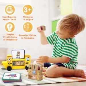 Jucarie educative montessori pentru invatarea prescolara, jocul de invatare a literelor, cuvinte in limba engleza, educative pentru copii de 3-8 ani, imagine 6