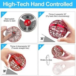 Minge zburătoare, minge plutitoare cu lumini led, boomerang, cu spinner rotativ la 360°, ufo, mini dronă, sferă infinită pentru copii, adulți, băieți și fete, interior și exterior, imagine 2