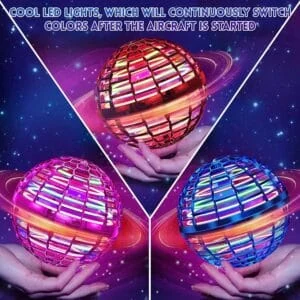 Minge zburătoare, minge plutitoare cu lumini led, boomerang, cu spinner rotativ la 360°, ufo, mini dronă, sferă infinită pentru copii, adulți, băieți și fete, interior și exterior, imagine 3