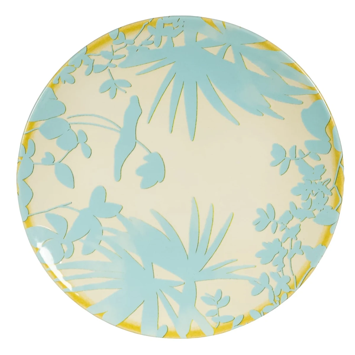 Set 6 farfurii desert, 20 cm, hawaii, crem deschis cu frunze albastru deschise, imagine 4