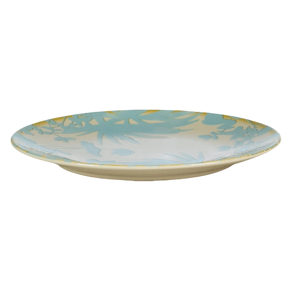 Set 6 farfurii desert, 20 cm, hawaii, crem deschis cu frunze albastru deschise, imagine 5