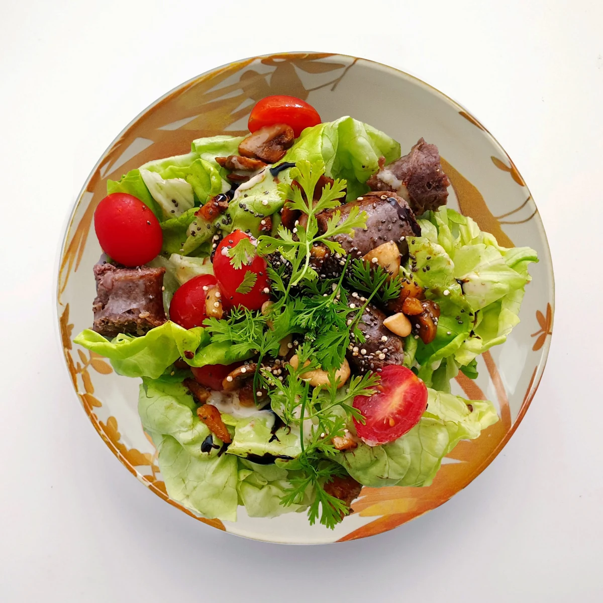 Set 6 farfurii adanci, 21 cm, hawaii, crem deschis cu frunze portocalii, imagine 2