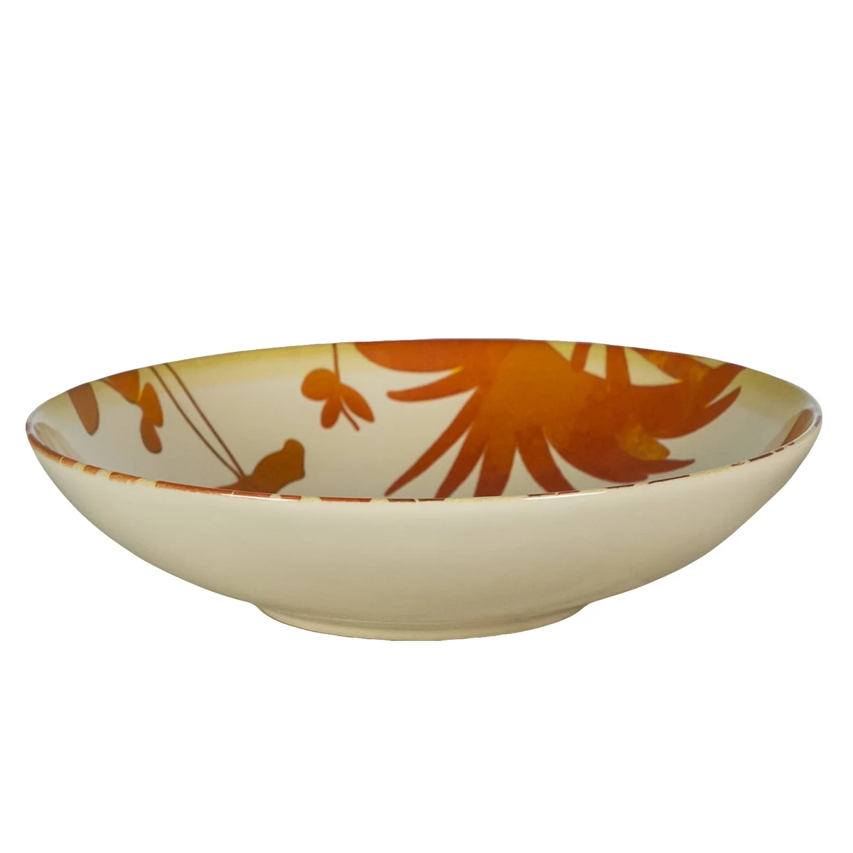 Set 6 farfurii adanci, 21 cm, hawaii, crem deschis cu frunze portocalii, imagine 4