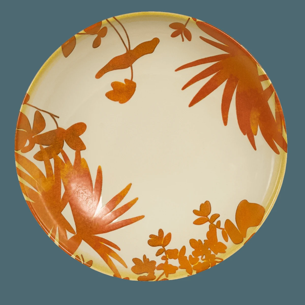 Set 6 farfurii adanci, 21 cm, hawaii, crem deschis cu frunze portocalii, imagine 6