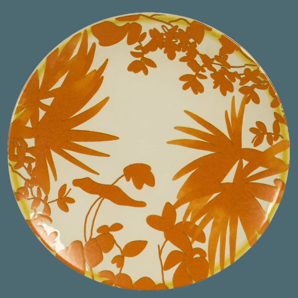Set 4 farfurii desert, 20 cm, hawaii, crem deschis cu frunze portocalii, imagine 2