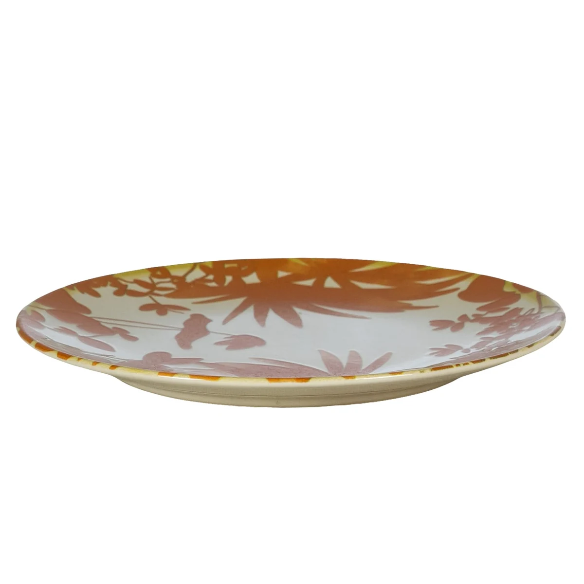 Set 4 farfurii desert, 20 cm, hawaii, crem deschis cu frunze portocalii, imagine 4