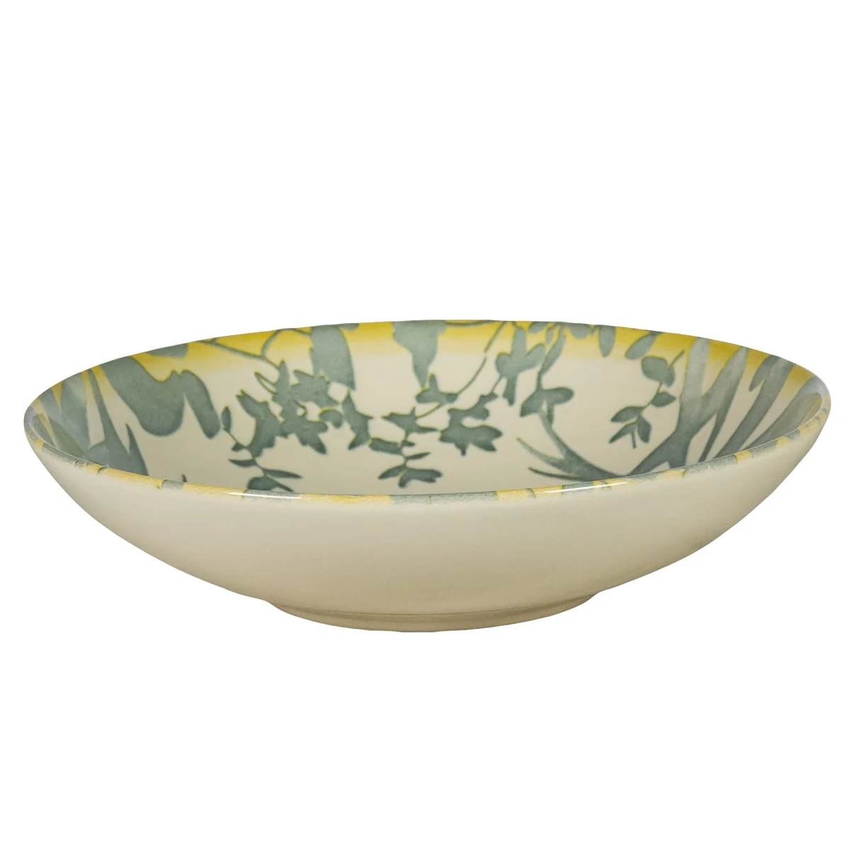 Set 6 farfurii adanci, 21 cm, hawaii, crem deschis cu frunze gri, imagine 5