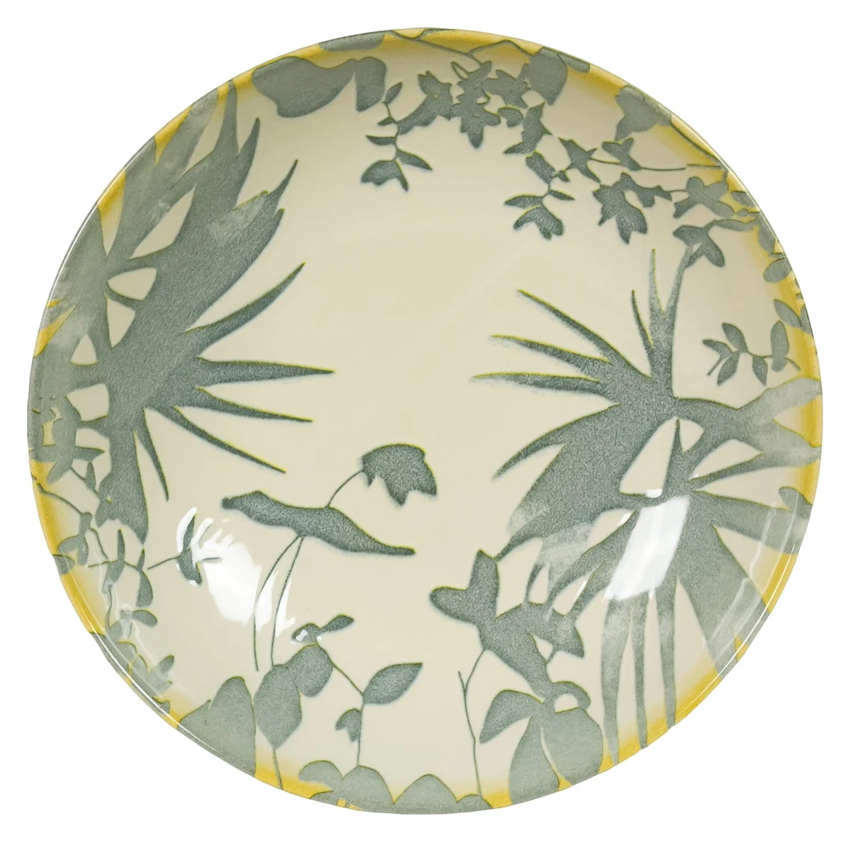 Set 6 farfurii adanci, 21 cm, hawaii, crem deschis cu frunze gri, imagine 6