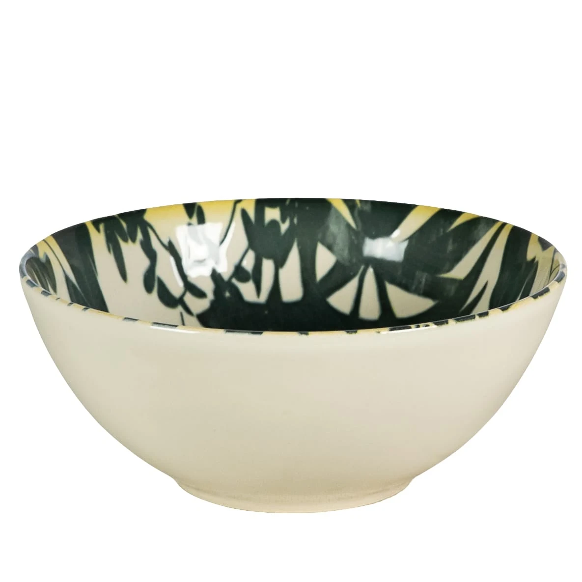 Set 4 boluri, 600 ml, hawaii, crem deschis cu frunze negre, imagine 3
