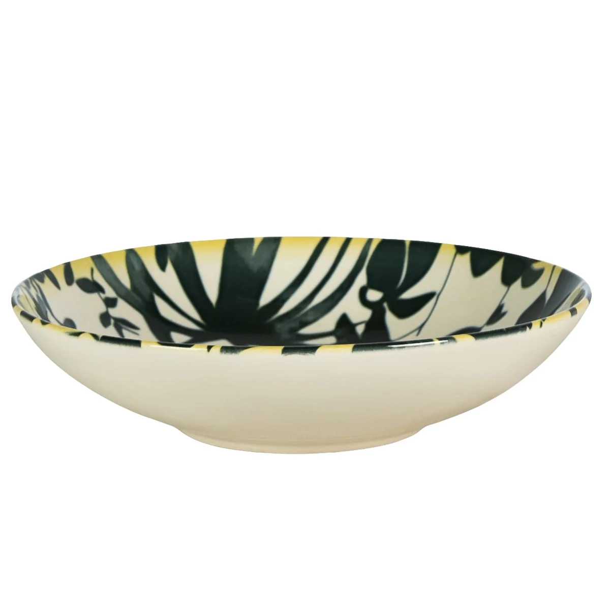 Set 4 farfurii adanci, 21 cm, hawaii, crem deschis cu frunze negre, imagine 3