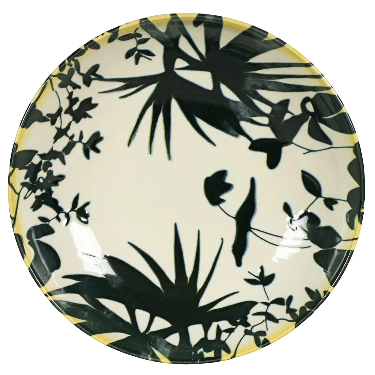 Set 4 farfurii adanci, 21 cm, hawaii, crem deschis cu frunze negre, imagine 4