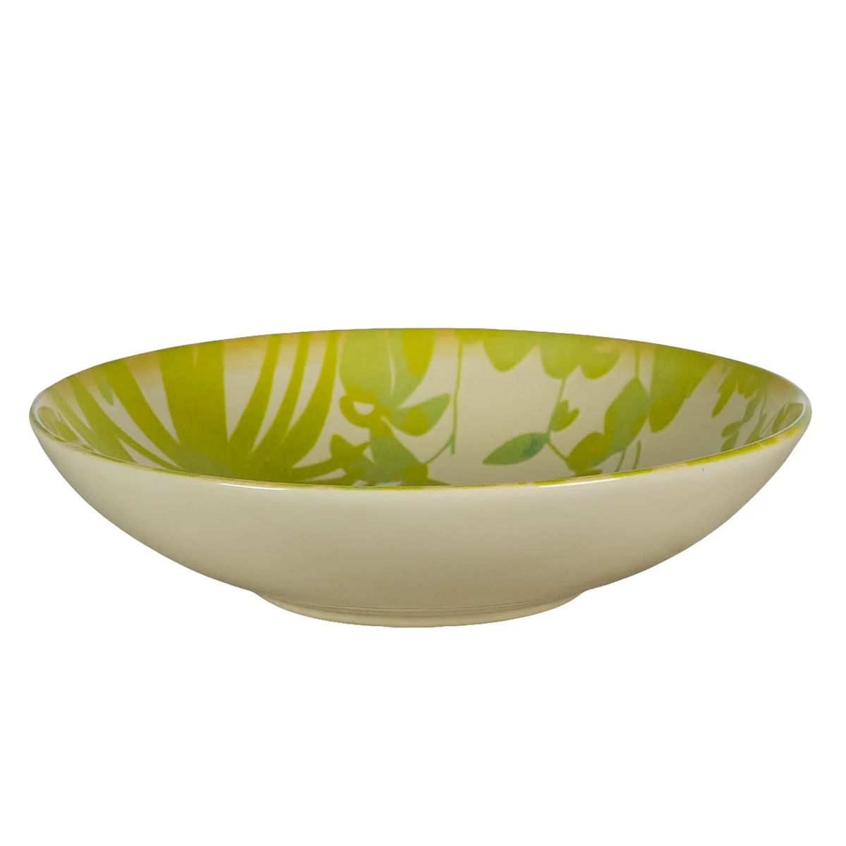Set 6 farfurii adanci, 21 cm, hawaii, crem deschis cu frunze verzi-galbui, imagine 3