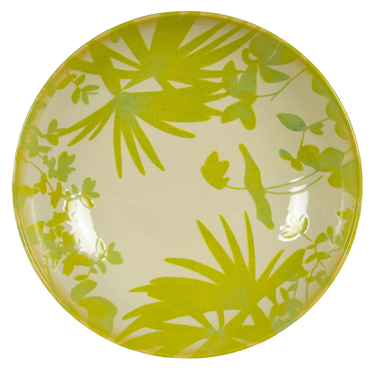 Set 6 farfurii adanci, 21 cm, hawaii, crem deschis cu frunze verzi-galbui, imagine 4