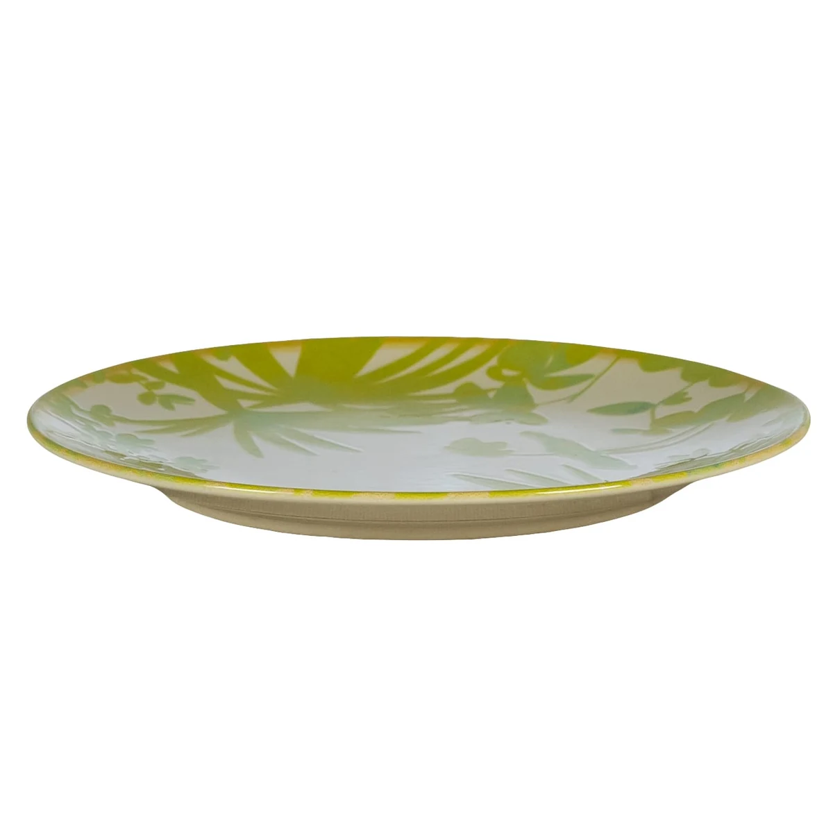 Set 6 farfurii desert, 20 cm, hawaii, crem deschis cu frunze verzi-galbui, imagine 3