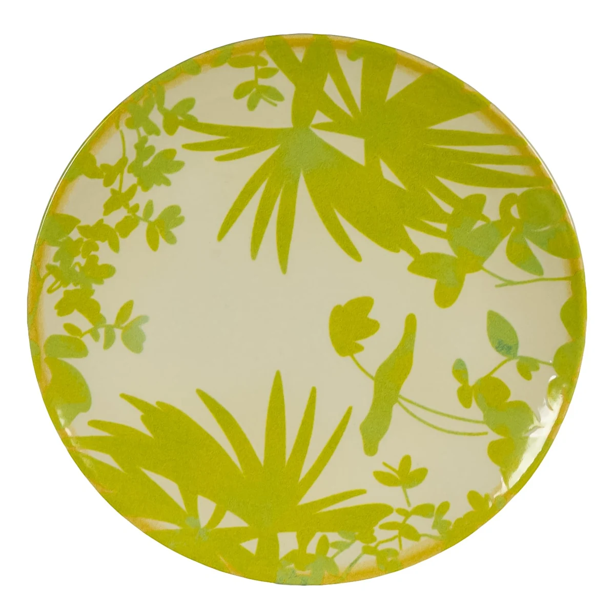 Set 6 farfurii desert, 20 cm, hawaii, crem deschis cu frunze verzi-galbui, imagine 4