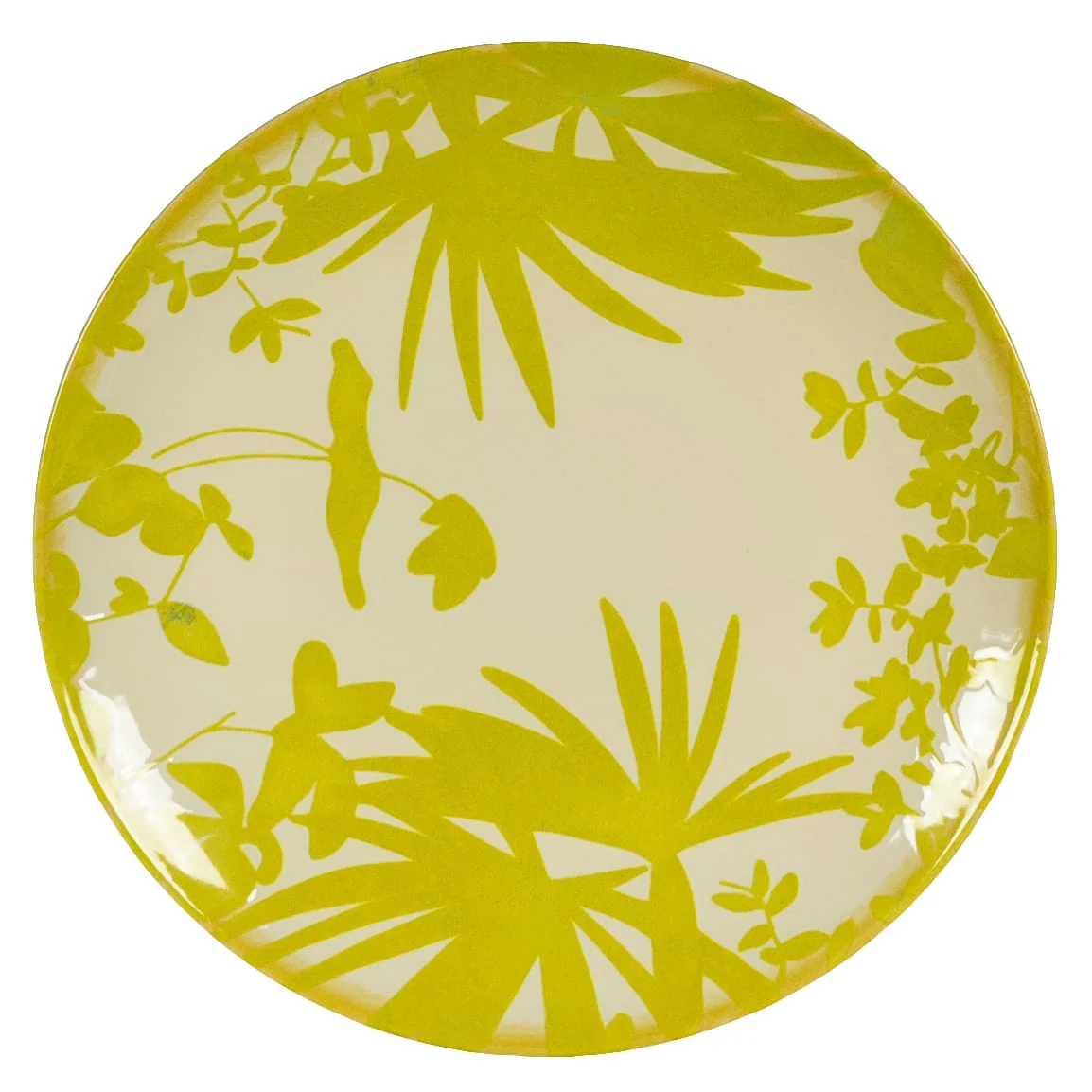 Set 4 farfurii intinse, 26 cm, hawaii, crem deschis cu frunze verzi-galbui, imagine 6
