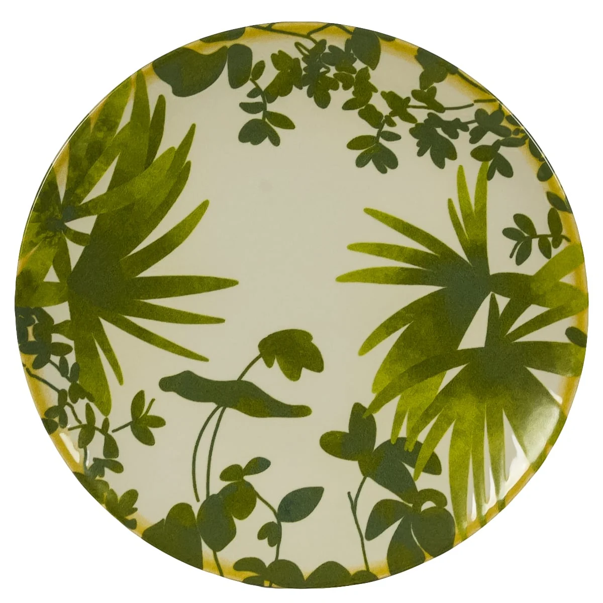 Set 4 farfurii desert, 20 cm, hawaii, crem deschis cu frunze verzi, imagine 5