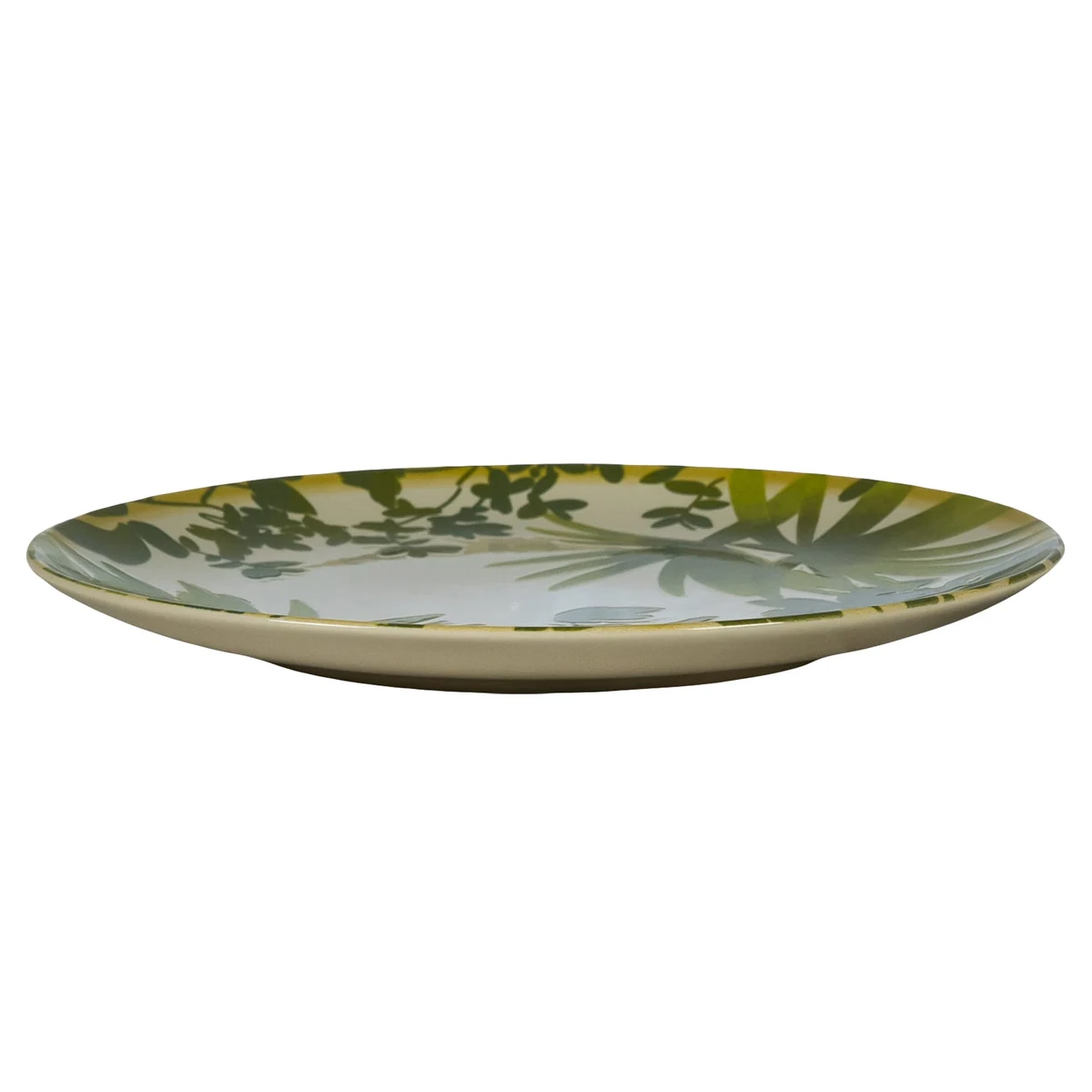 Set 4 farfurii intinse, 26 cm, hawaii, crem deschis cu frunze verzi, imagine 3